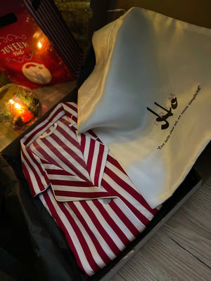 Ensemble pyjama en satin à rayures personnalisé